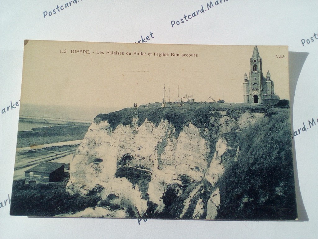 /France/Dieppe/FR_place_19xx_Dieppe. Les Falaises du Pollet et eglise Bon Secours.jpg